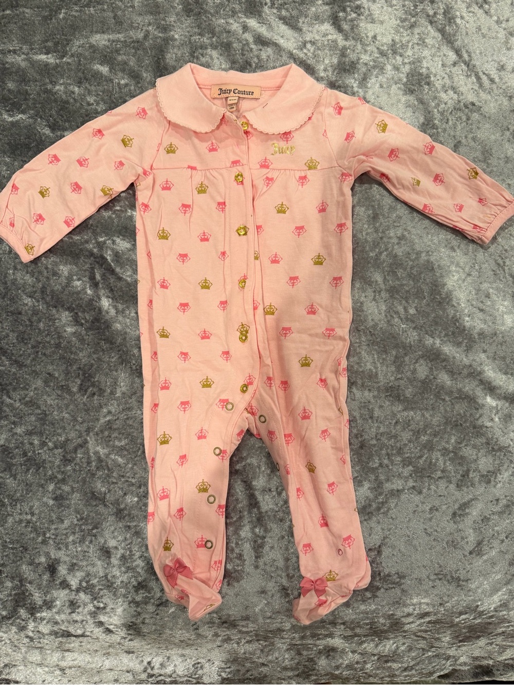 Juicy Couture Baby - Pink Crown-Print One-Piece
